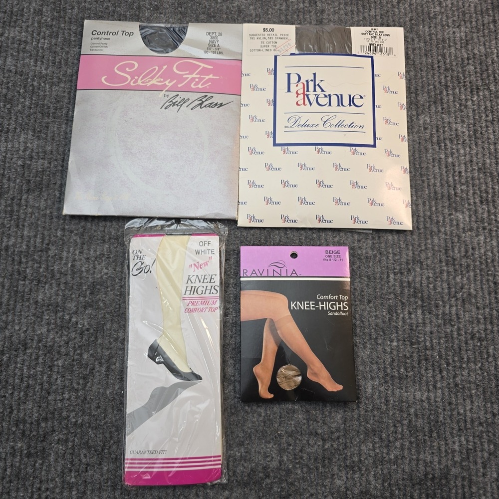 Vintage Pantyhose Lot Bill‎ Blass Silky Fit Park Ave Knee Highs NOS Sealed
